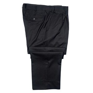 Eddie Bauer Dress Pants Mens 44 Tall Black 100% Worsted Wool Pleated